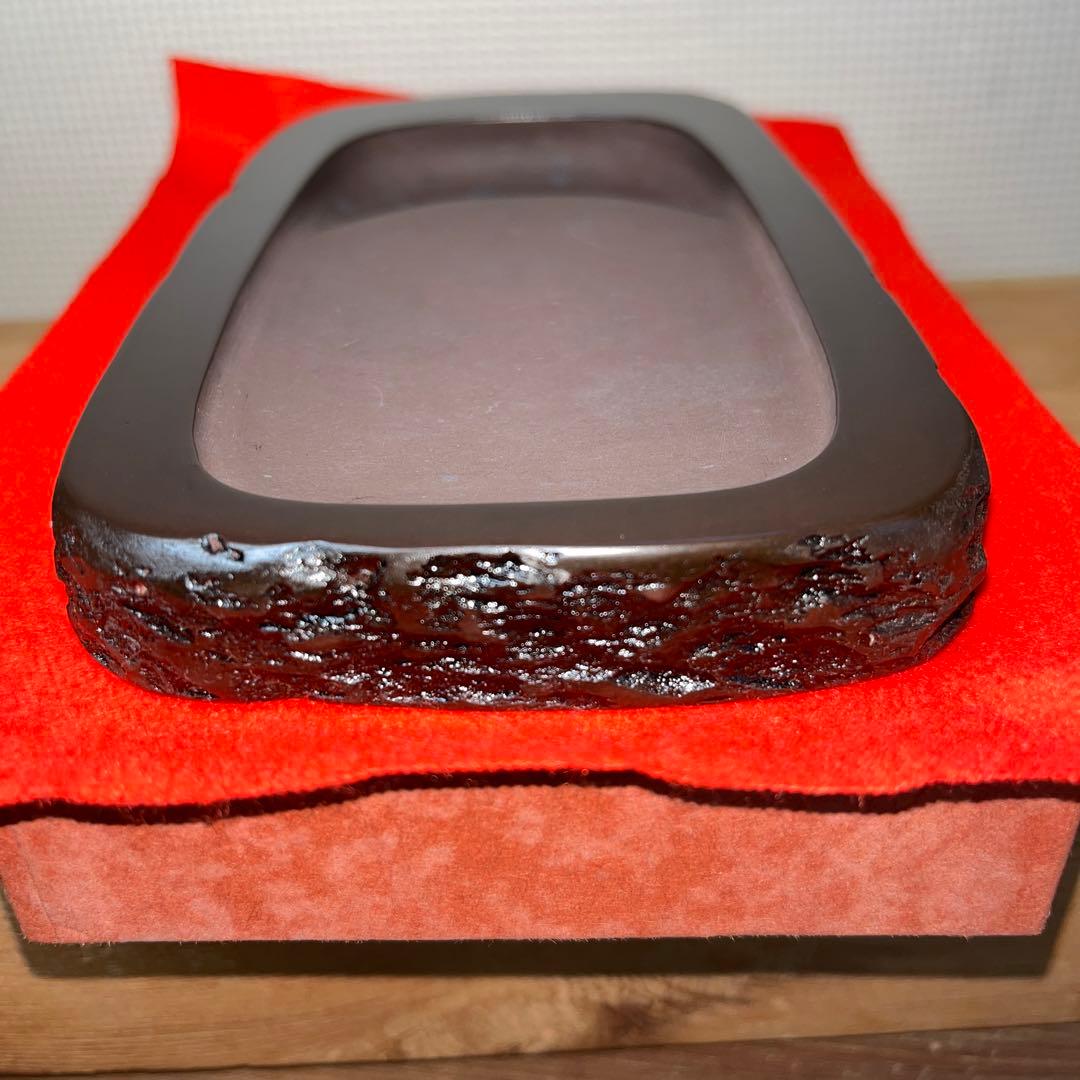 ⭕️赤間硯　新品美品　下井唯石　野面硯　弘雲堂　硯縁ツルツル　女性好み作品