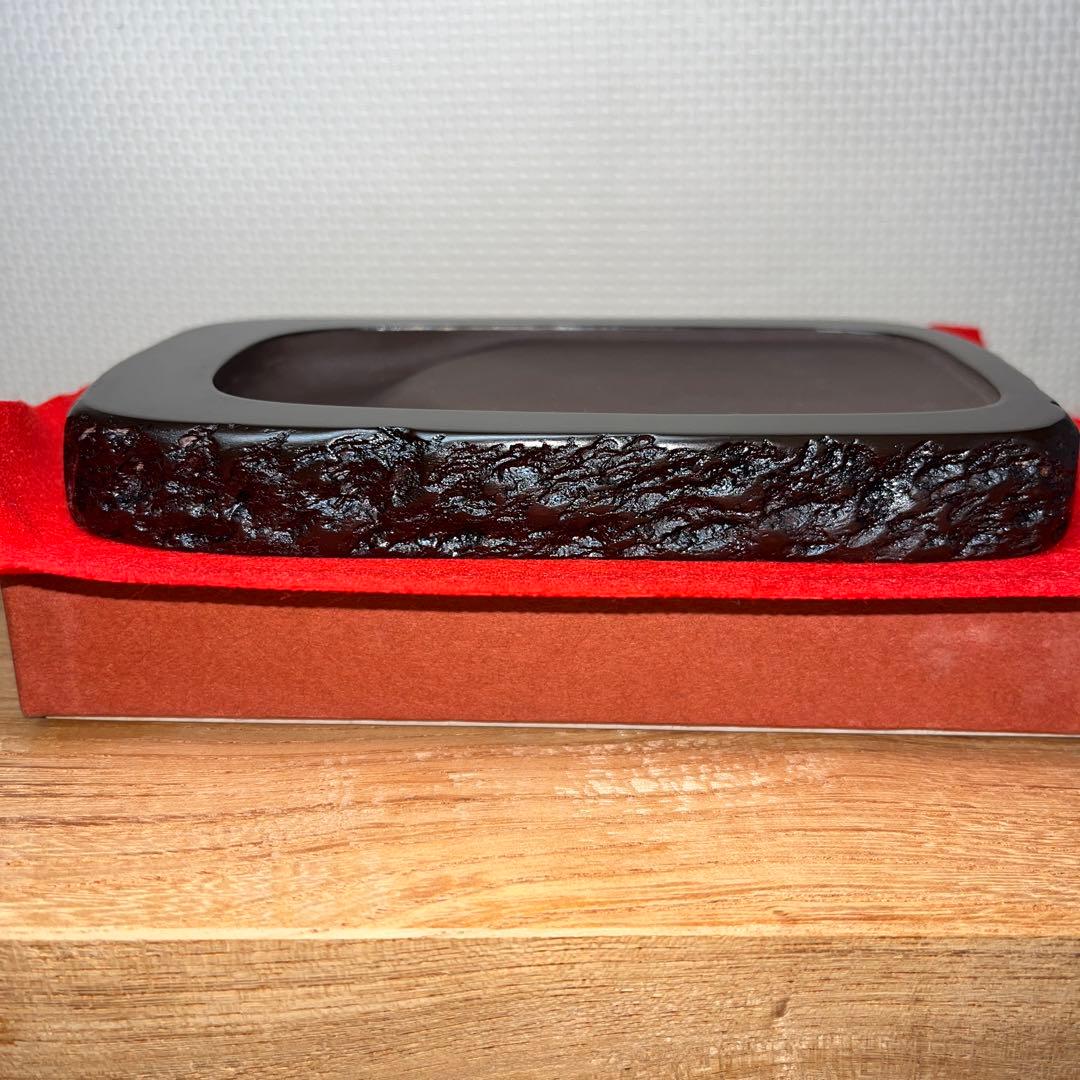 ⭕️赤間硯　新品美品　下井唯石　野面硯　弘雲堂　硯縁ツルツル　女性好み作品
