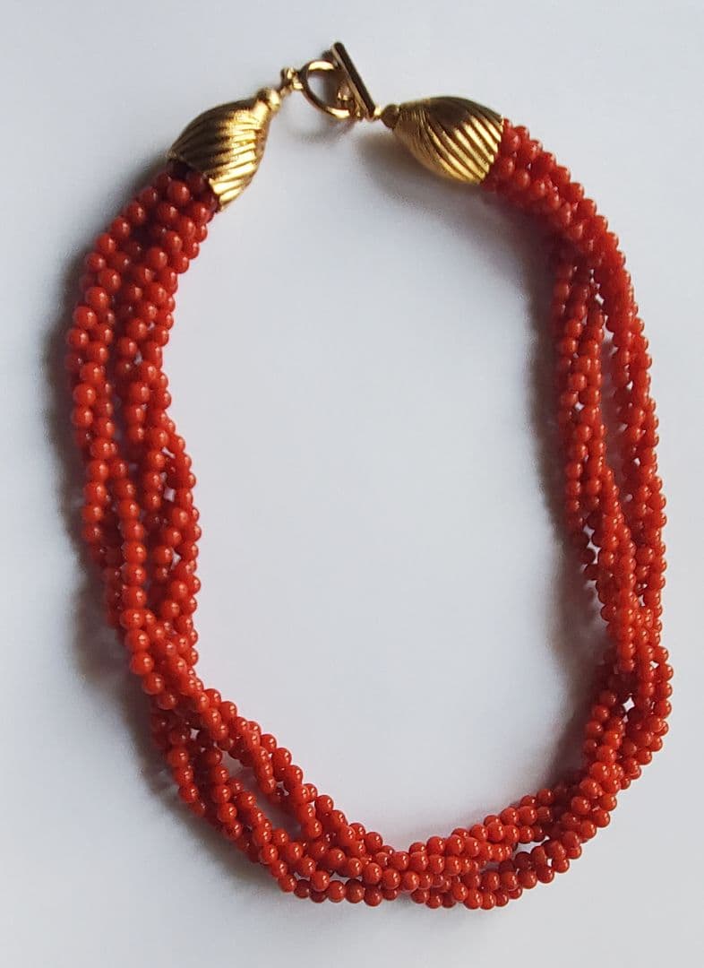 ヴィンテージ　コーラル　赤珊瑚　7連ネックレス　ジュエリー