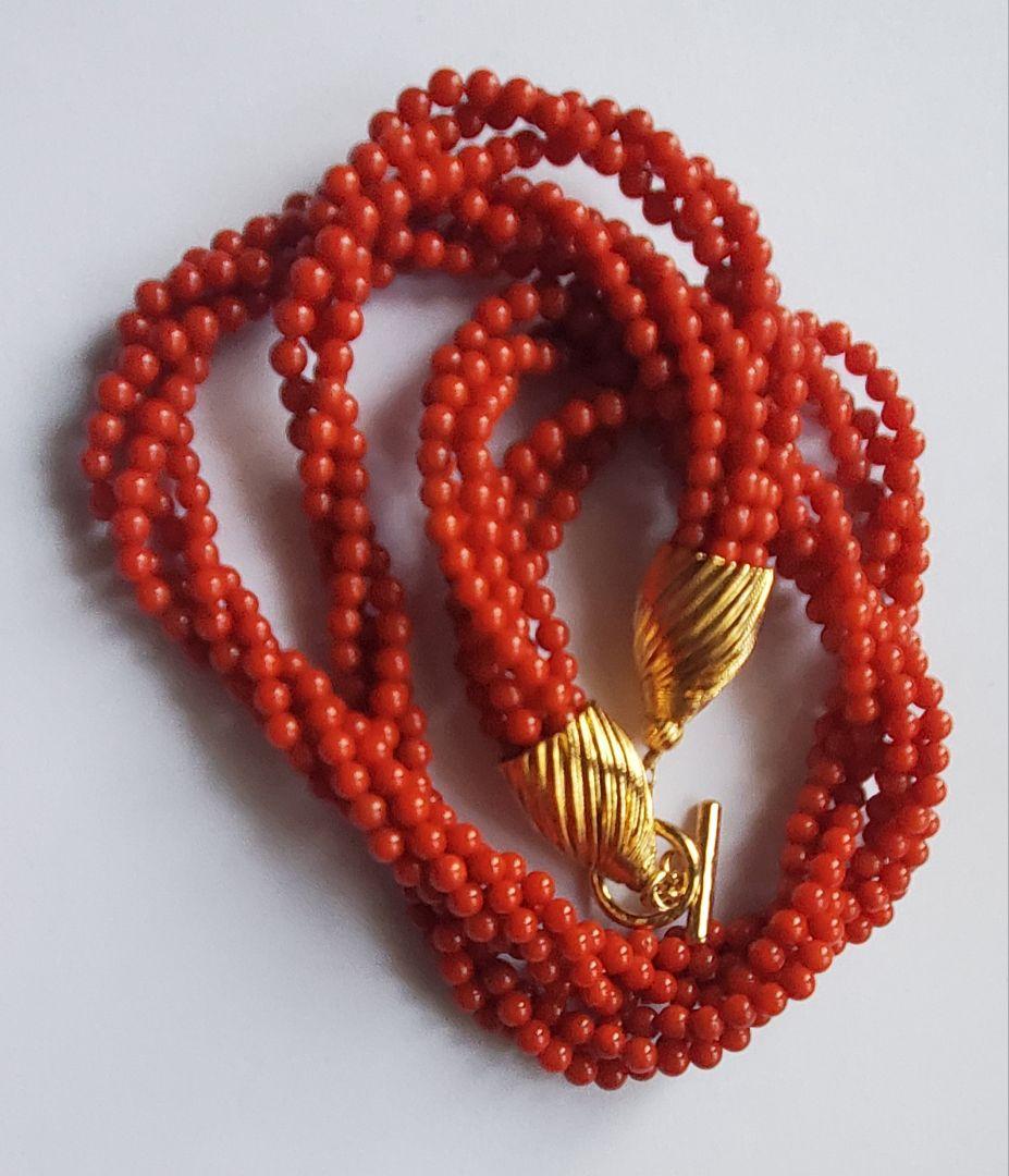 ヴィンテージ　コーラル　赤珊瑚　7連ネックレス　ジュエリー