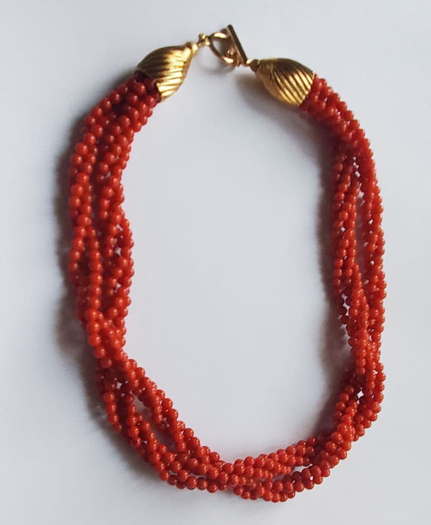 ヴィンテージ　コーラル　赤珊瑚　7連ネックレス　ジュエリー