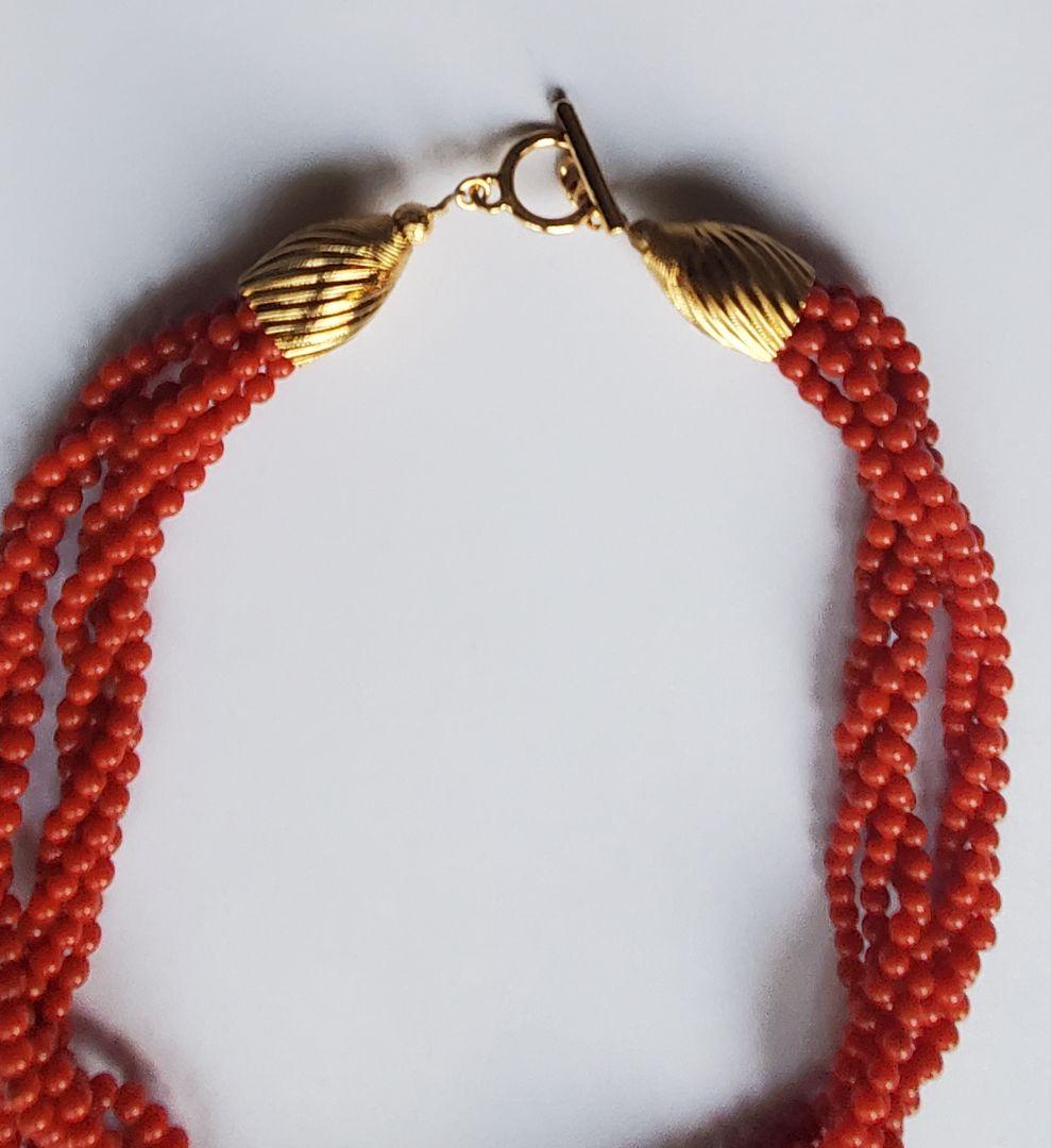 ヴィンテージ　コーラル　赤珊瑚　7連ネックレス　ジュエリー