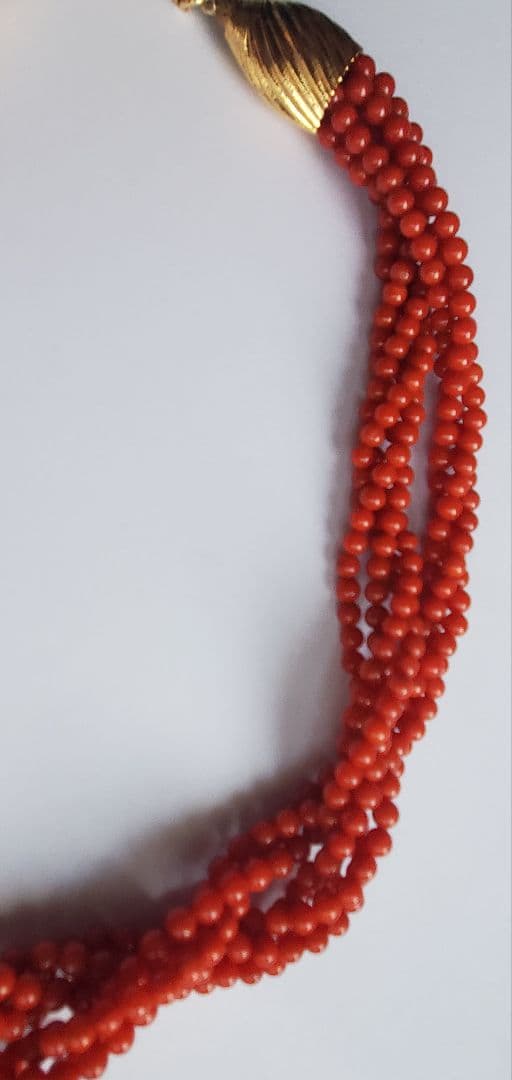 ヴィンテージ　コーラル　赤珊瑚　7連ネックレス　ジュエリー