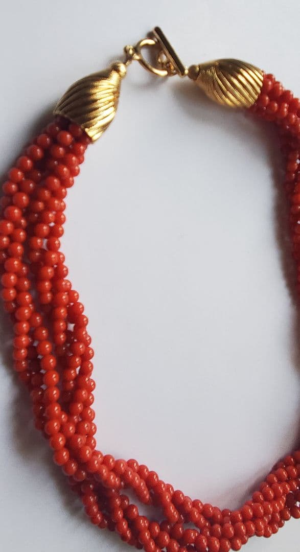 ヴィンテージ　コーラル　赤珊瑚　7連ネックレス　ジュエリー