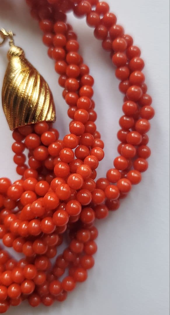 ヴィンテージ　コーラル　赤珊瑚　7連ネックレス　ジュエリー