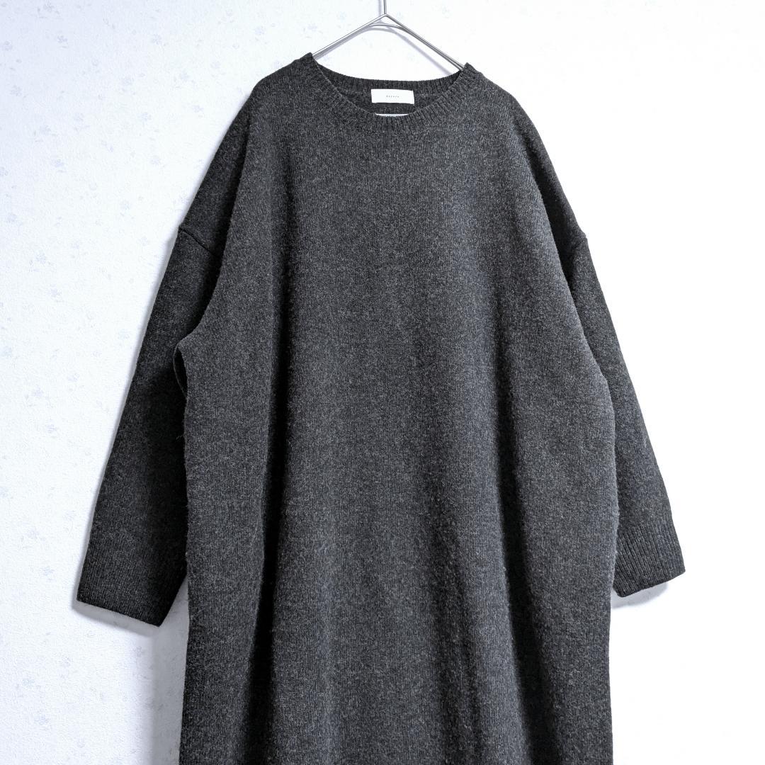 良品 かぐれ クルーネックニットワンピース ハミルトンウール ゆったり 0サイズ
