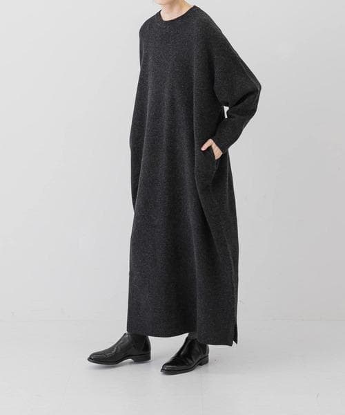 良品 かぐれ クルーネックニットワンピース ハミルトンウール ゆったり 0サイズ