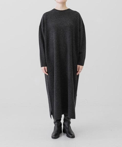 良品 かぐれ クルーネックニットワンピース ハミルトンウール ゆったり 0サイズ