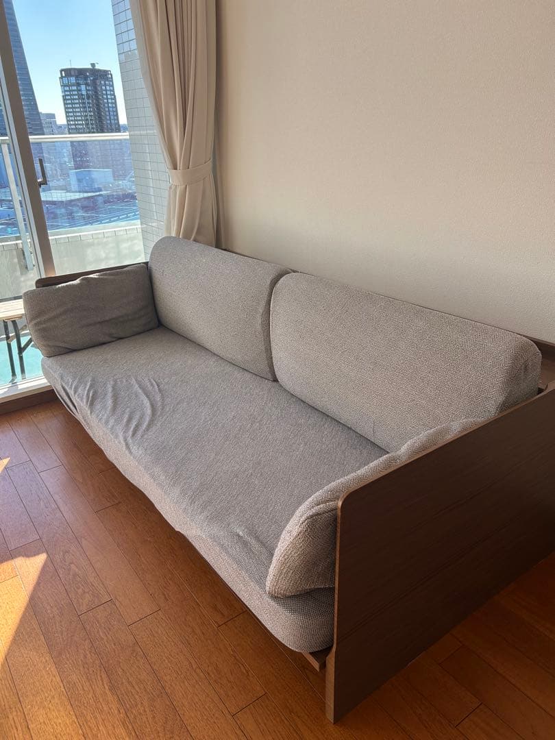 【美品】3wayベッドソファ(B1-USB2 GY/MBR)