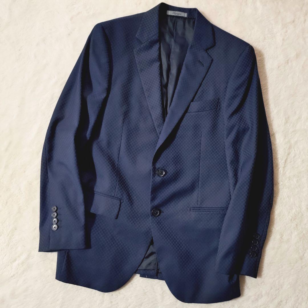 美品 MEN’S TENORAS スリーピース ブロックチェック ネイビー