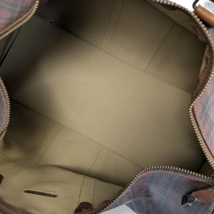 【希少色 】ポロラルフローレン ボストンバッグ ブラウン チェック柄 PVC