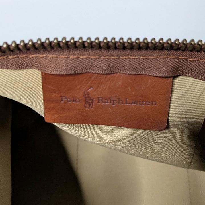【希少色 】ポロラルフローレン ボストンバッグ ブラウン チェック柄 PVC