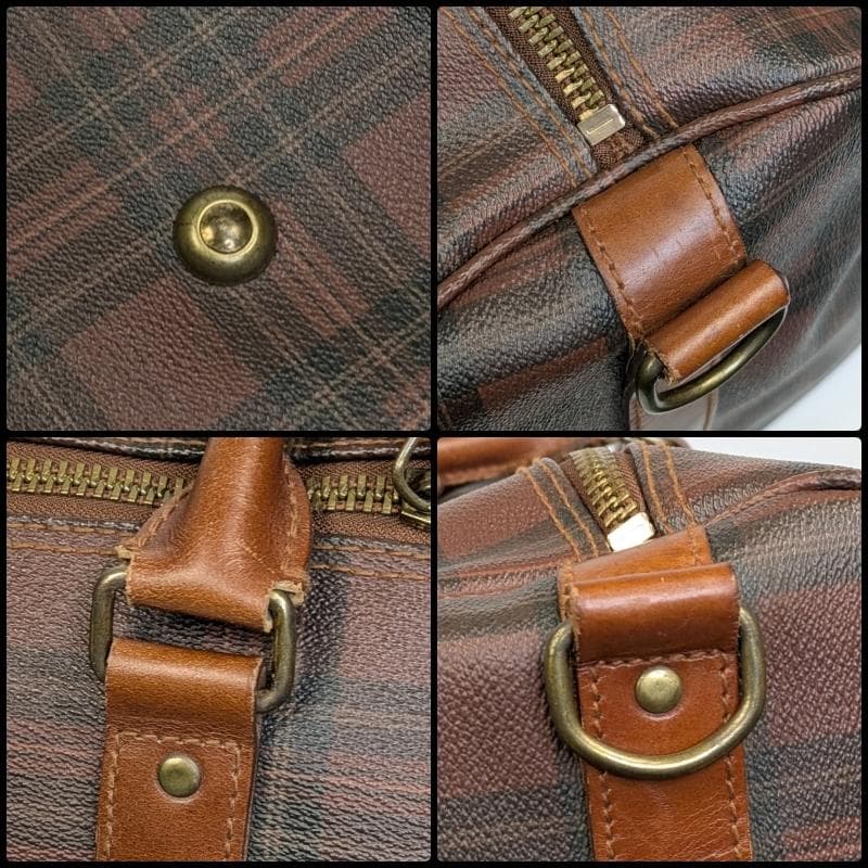 【希少色 】ポロラルフローレン ボストンバッグ ブラウン チェック柄 PVC