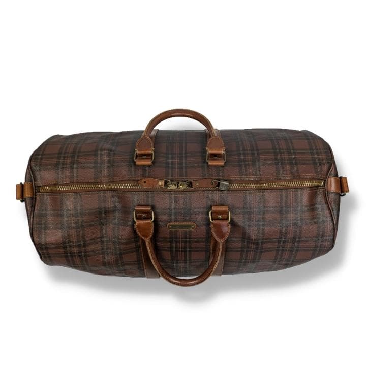 【希少色 】ポロラルフローレン ボストンバッグ ブラウン チェック柄 PVC