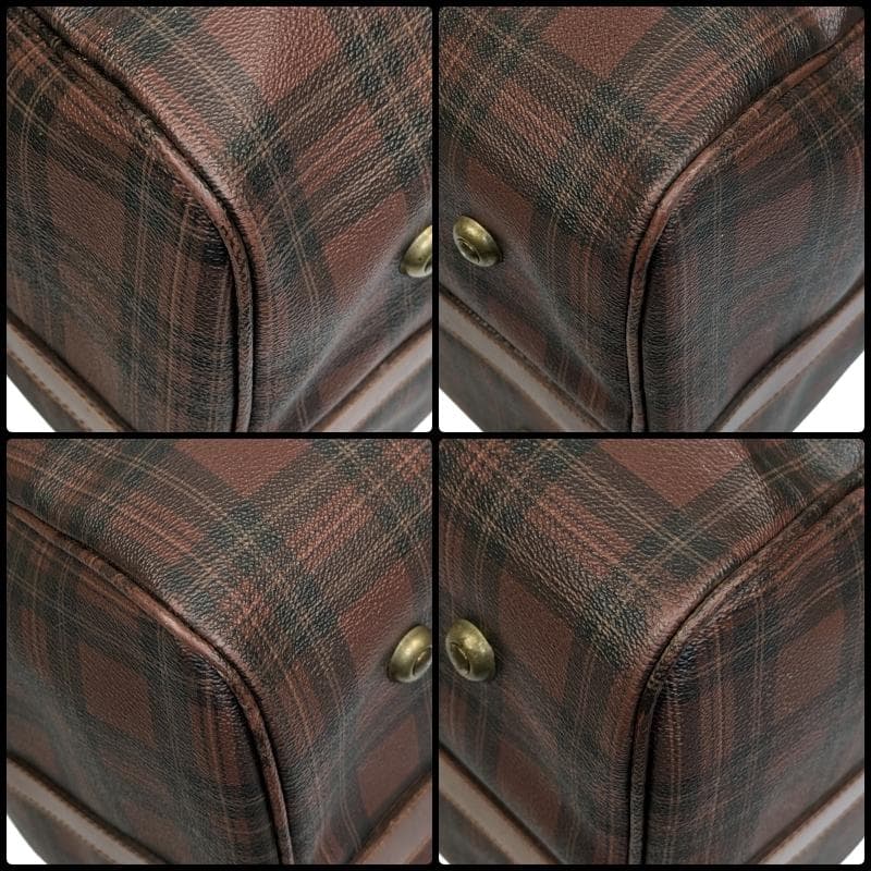 【希少色 】ポロラルフローレン ボストンバッグ ブラウン チェック柄 PVC