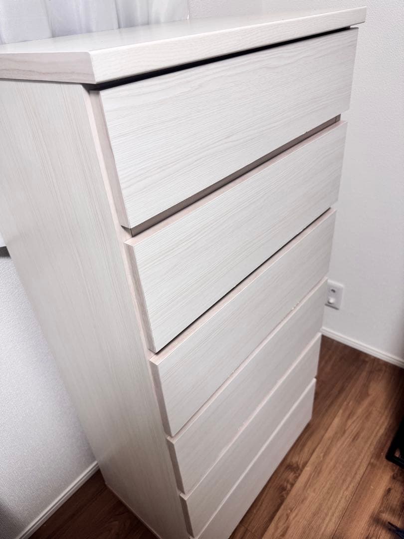 【ニトリ】ハイチェスト エレアK 6段 ホワイトウォッシュ 幅60