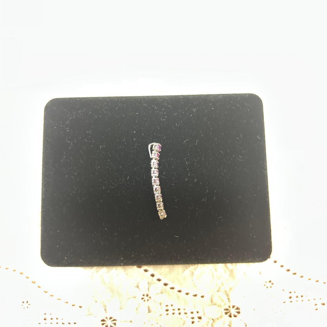 最終値！明日31日まで！PT900 ピンクサファイアの1文字ネックレスのトップ