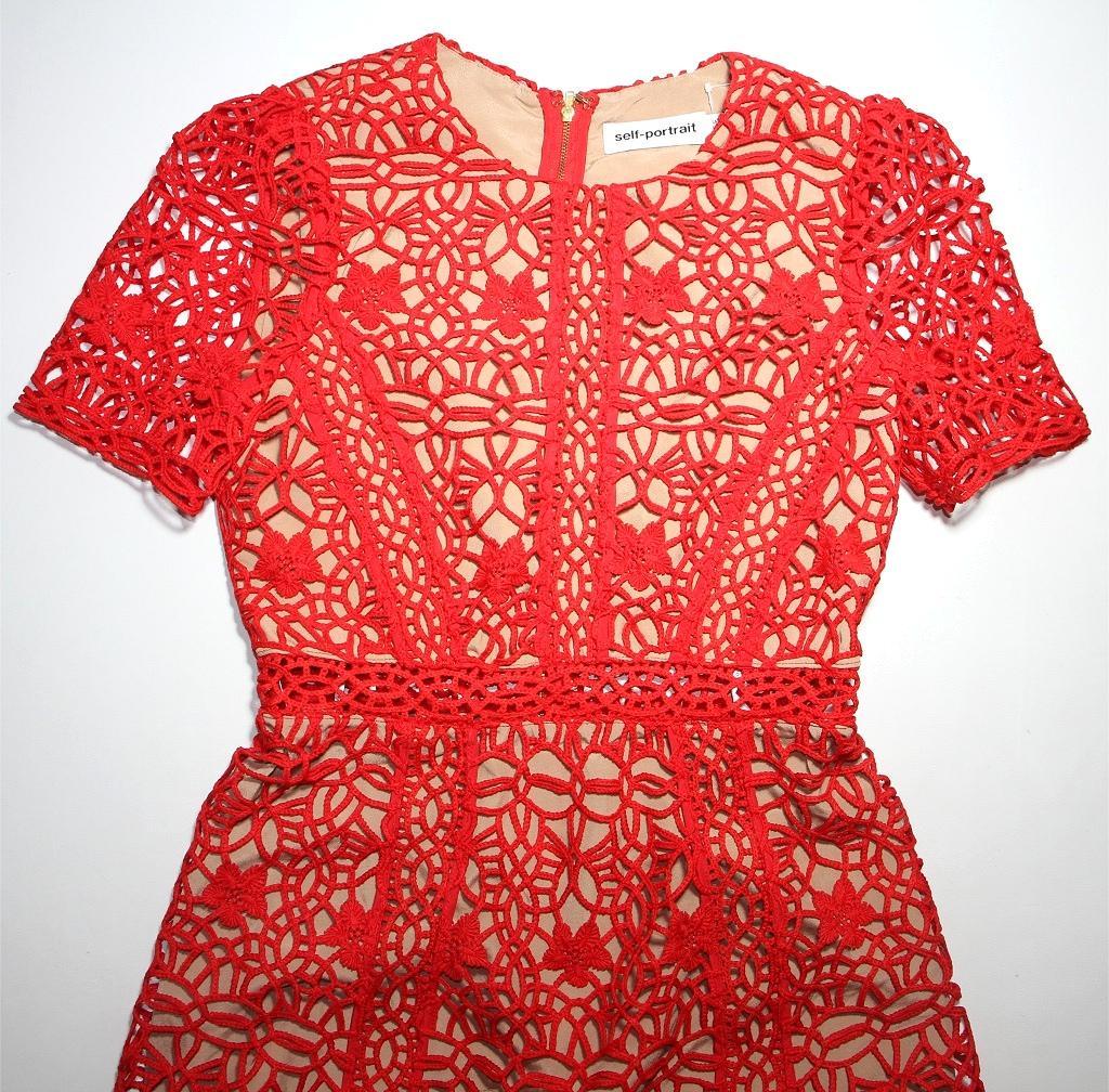 ｙ*ｉ様 セルフポートレイト ワンピース ギピュールレース 赤 UK10 未使用