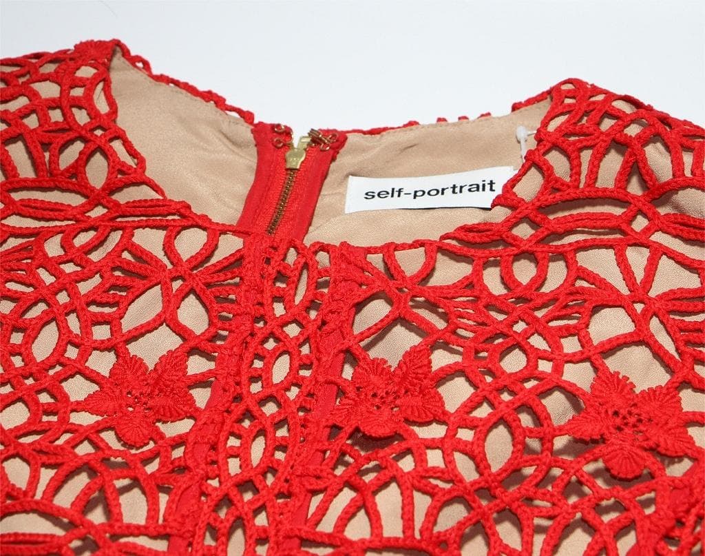 ｙ*ｉ様 セルフポートレイト ワンピース ギピュールレース 赤 UK10 未使用