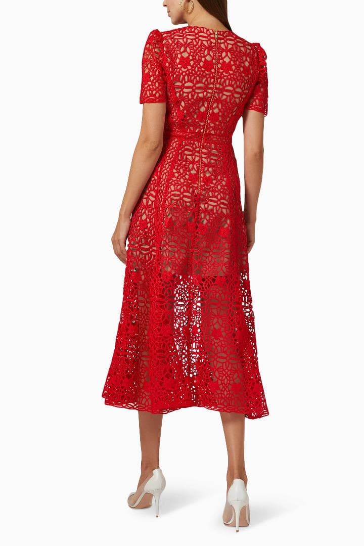 ｙ*ｉ様 セルフポートレイト ワンピース ギピュールレース 赤 UK10 未使用