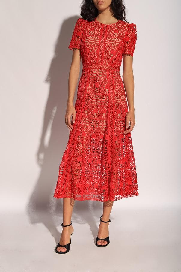 ｙ*ｉ様 セルフポートレイト ワンピース ギピュールレース 赤 UK10 未使用