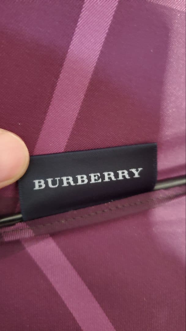 BURBERRY 紫 チェック柄ハンドルレザータイプ 長傘