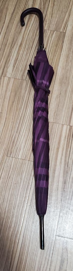 BURBERRY 紫 チェック柄ハンドルレザータイプ 長傘