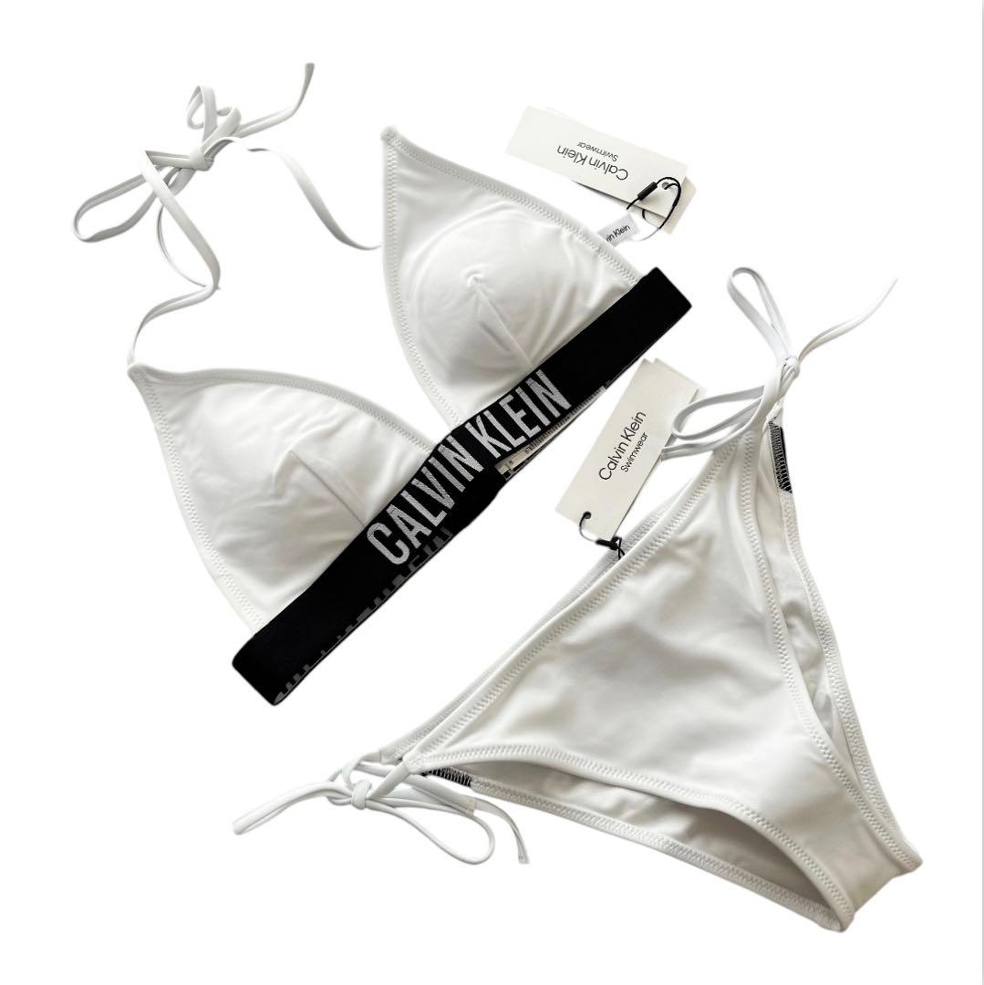 カルバンクライン スイムウェア ロゴ ホワイト 水着 ビキニ S