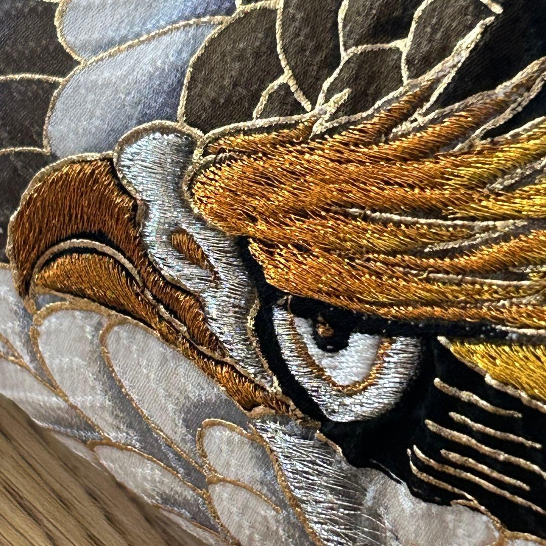 正絹　男の子お宮参り着物　産着　3歳七五三祝い着　黒　鷹刺繍　日本製