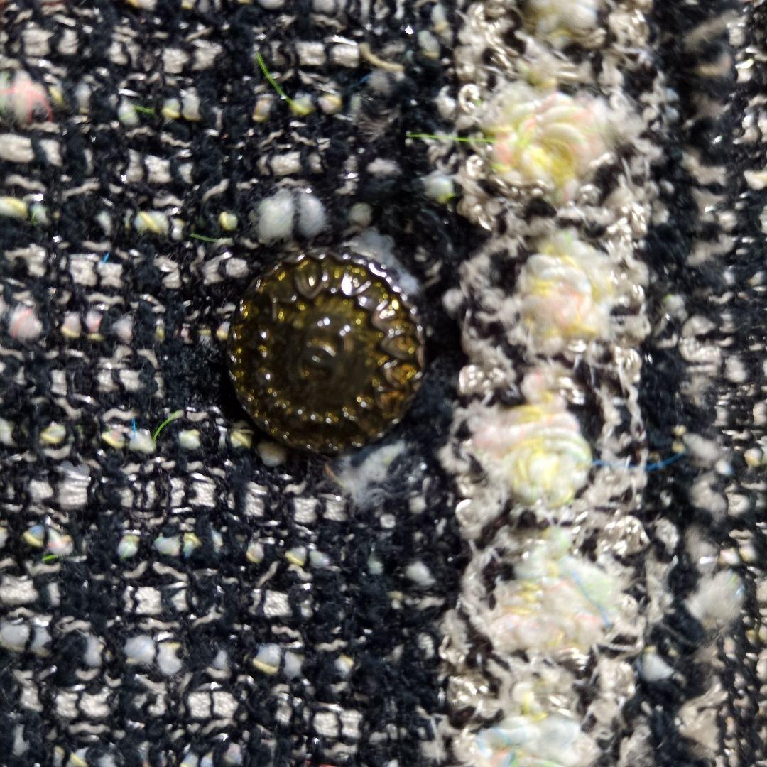 シャネル黒と白のツイード テーラードジャケット