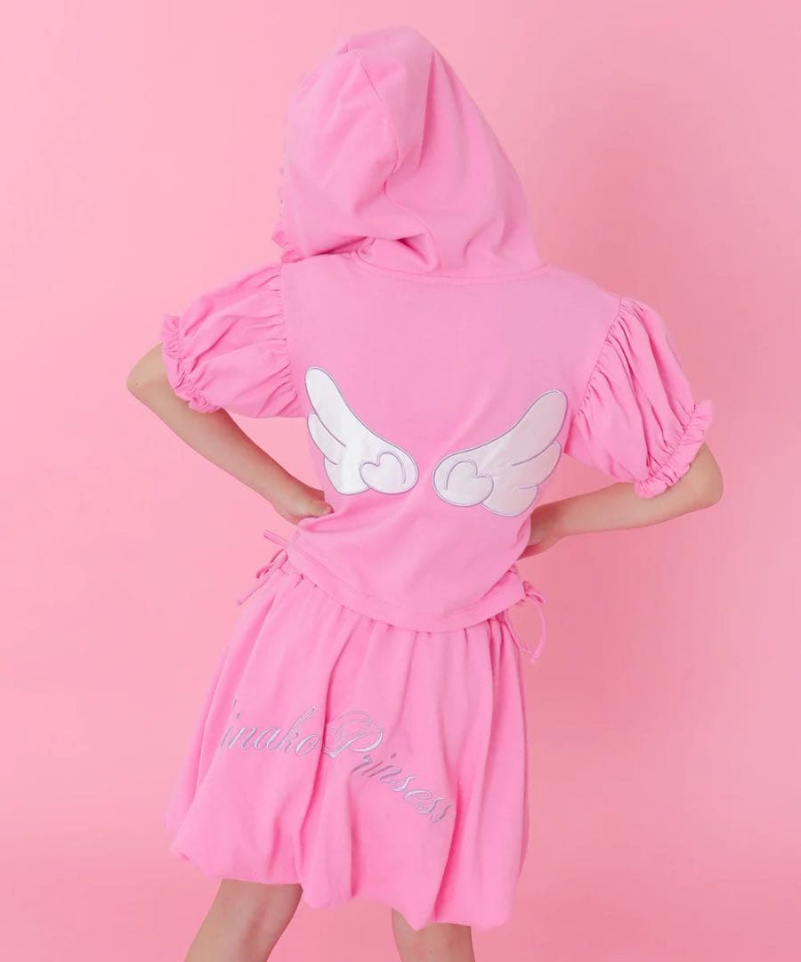 しなこちゃんWEGOコラボ475 パーカースカートピンクセットアップ140