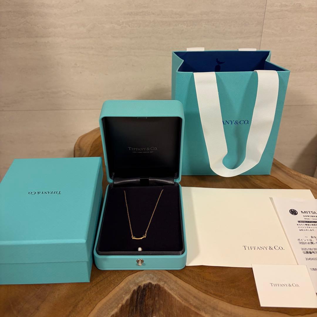 ティファニー Tスマイル ミニ ネックレス ピンクゴールド