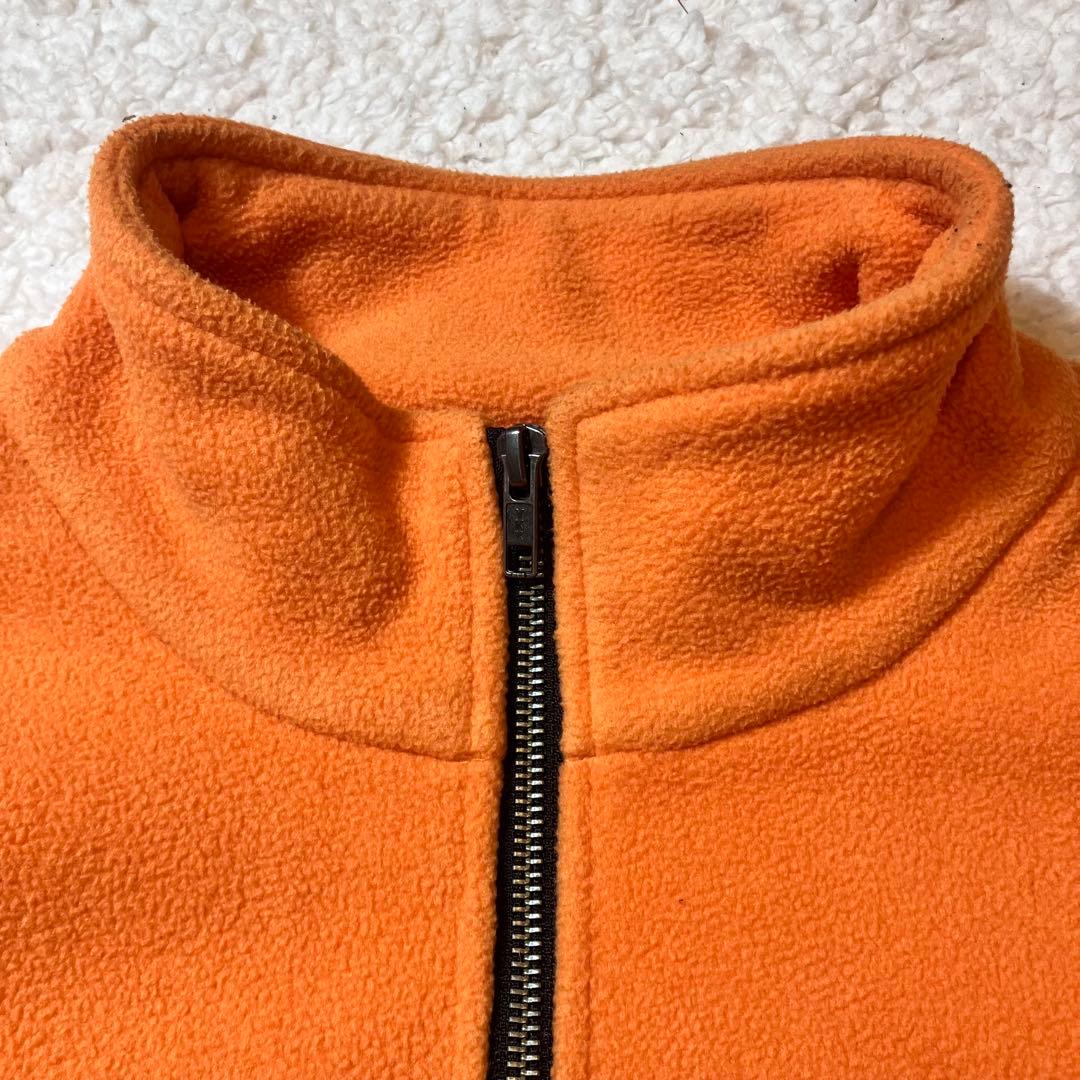 STUSSY 刺繍ロゴ ハーフジップ　フリース ジャケット ボア素材 オレンジ