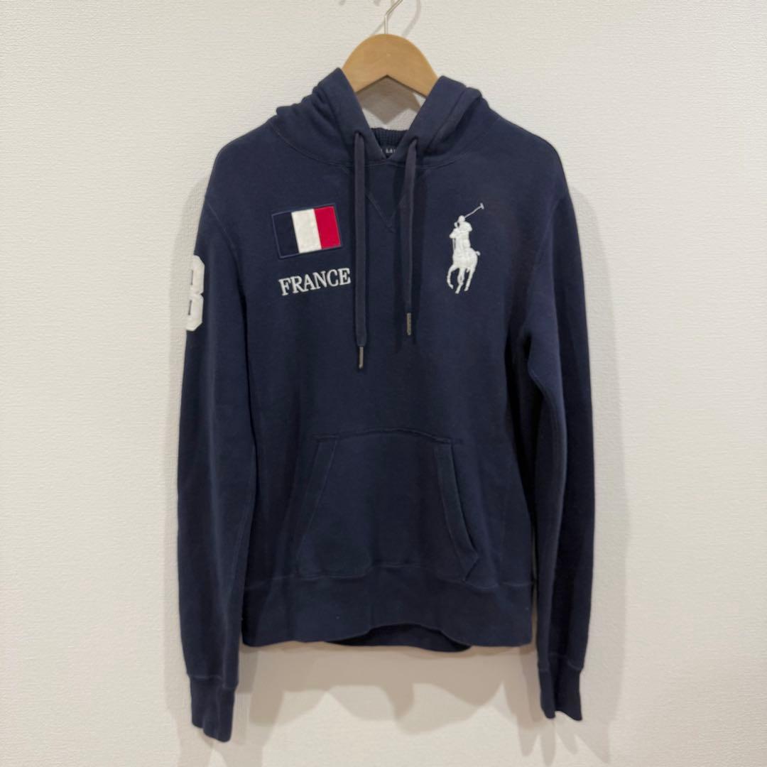 ラルフローレン パーカー ビッグポニー フランス 日本 国旗 刺繍 ネイビー M
