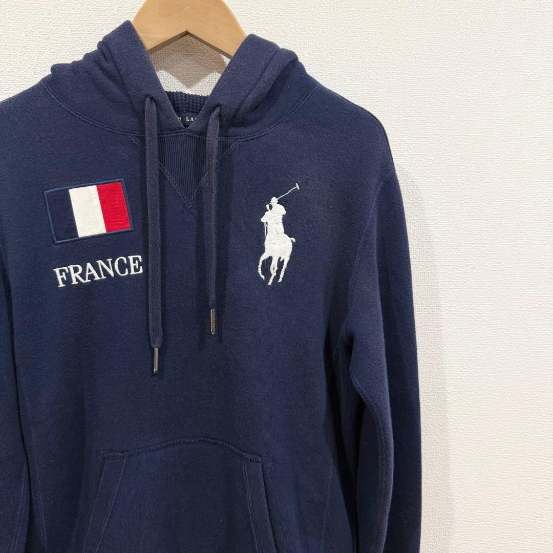 ラルフローレン パーカー ビッグポニー フランス 日本 国旗 刺繍 ネイビー M
