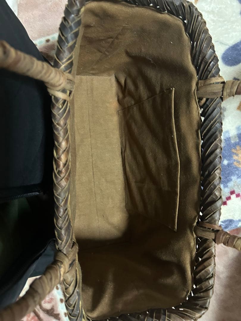 ハンドメイド つる細工（くるみ）かごバッグ ブラウン