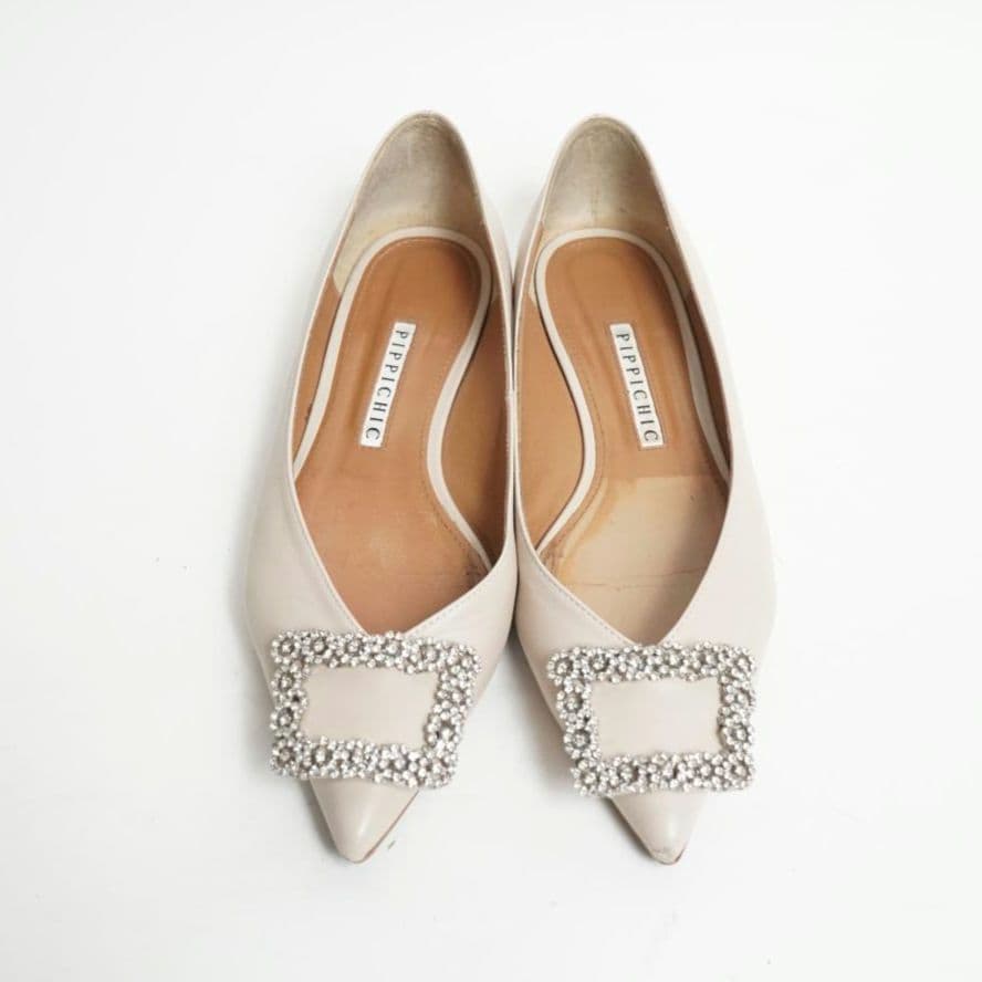 【美品】ピッピシックパンプス フラットシューズ ビジュー 24cm