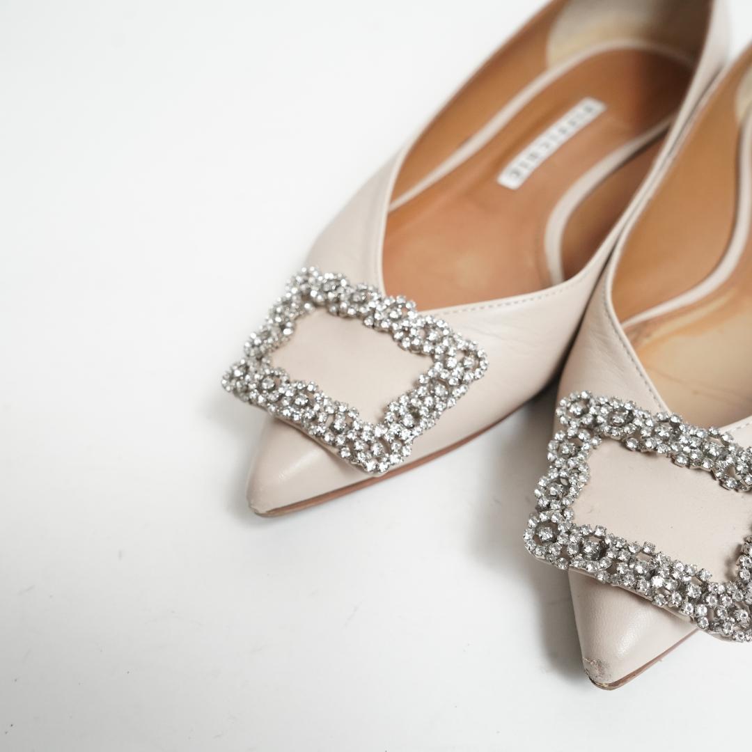 【美品】ピッピシックパンプス フラットシューズ ビジュー 24cm