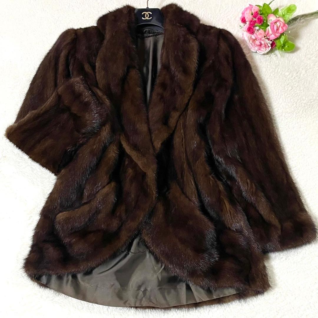 【希少デザイン】 デミバフミンク コート 本毛皮 リアルファー フリーサイズ