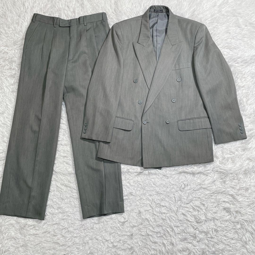 90s ヴィンテージ　ダブル　セットアップ　スーツ　6ボタン　カーキ　L相当
