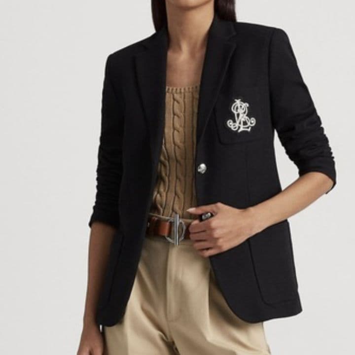 2024 ローレンラルフローレン ブリオンジャガードブレザー 銀ボタン 黒 L