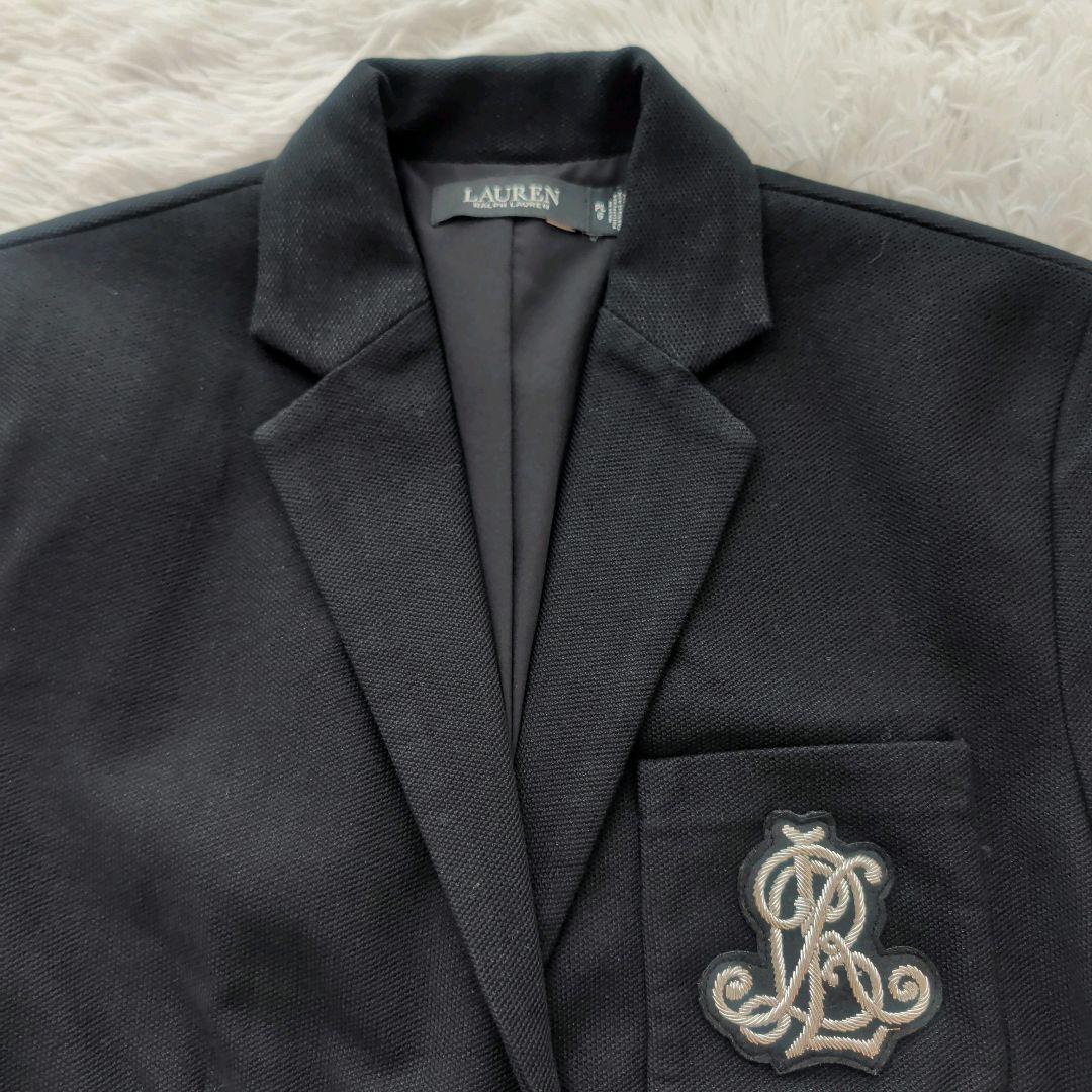 2024 ローレンラルフローレン ブリオンジャガードブレザー 銀ボタン 黒 L