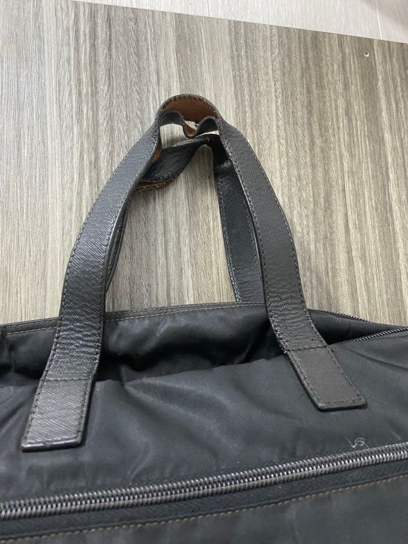 PRADA ビジネスバッグ　三角ロゴプレート　ナイロン　レザー　ブラック