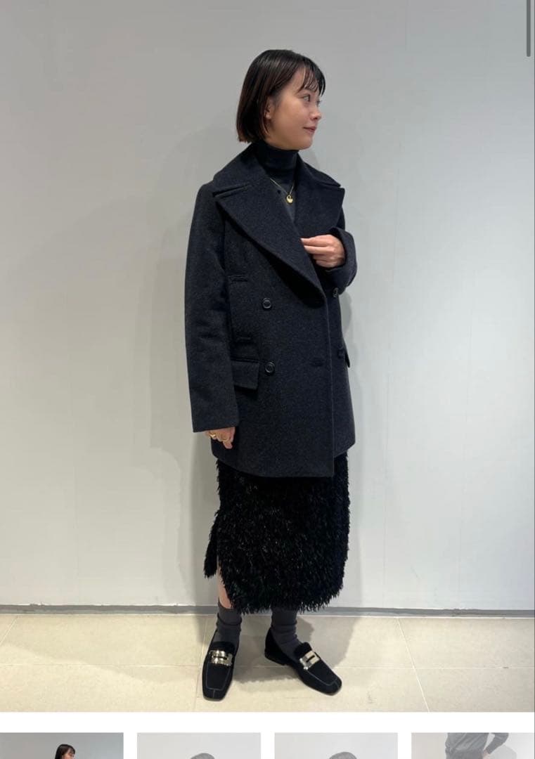 1月31日まで！ESTNATIONエストネーションダブルポケットピーコートウール