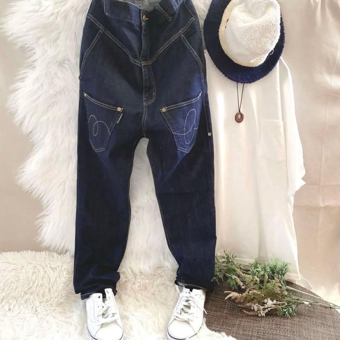 メルシーボークーmercibeaucoup うしろまえデニムパンツ 大きいサイズ