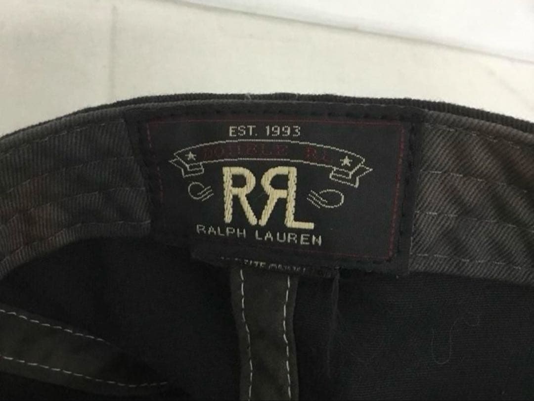 RRL ブラック ロゴ刺繍 ベースボールキャップ