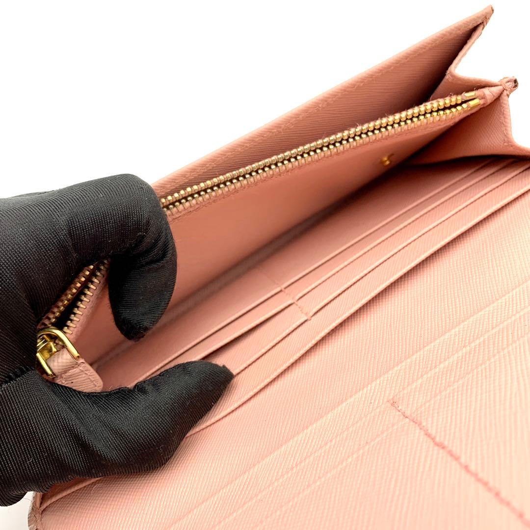 【訳あり極美品 】PRADA リボン 長財布 サフィアーノ ピンク