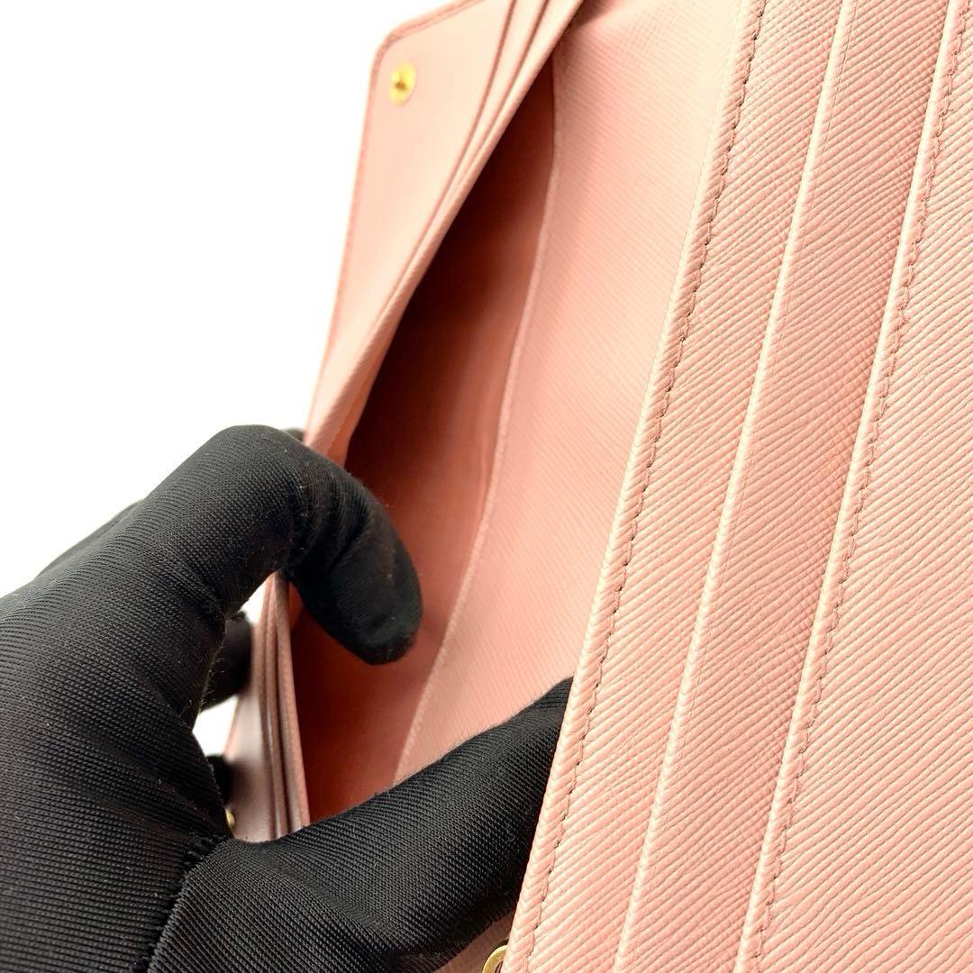 【訳あり極美品 】PRADA リボン 長財布 サフィアーノ ピンク