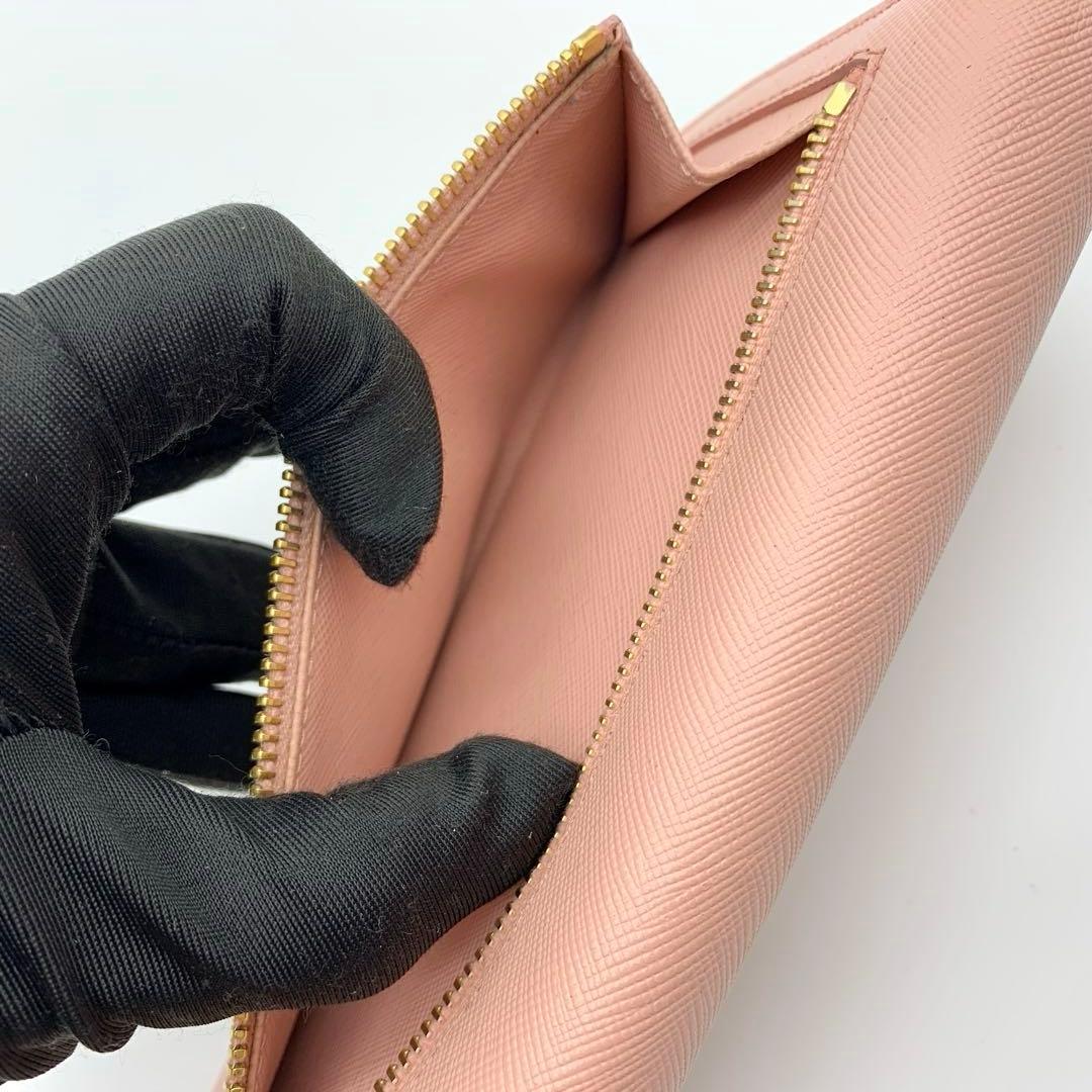 【訳あり極美品 】PRADA リボン 長財布 サフィアーノ ピンク