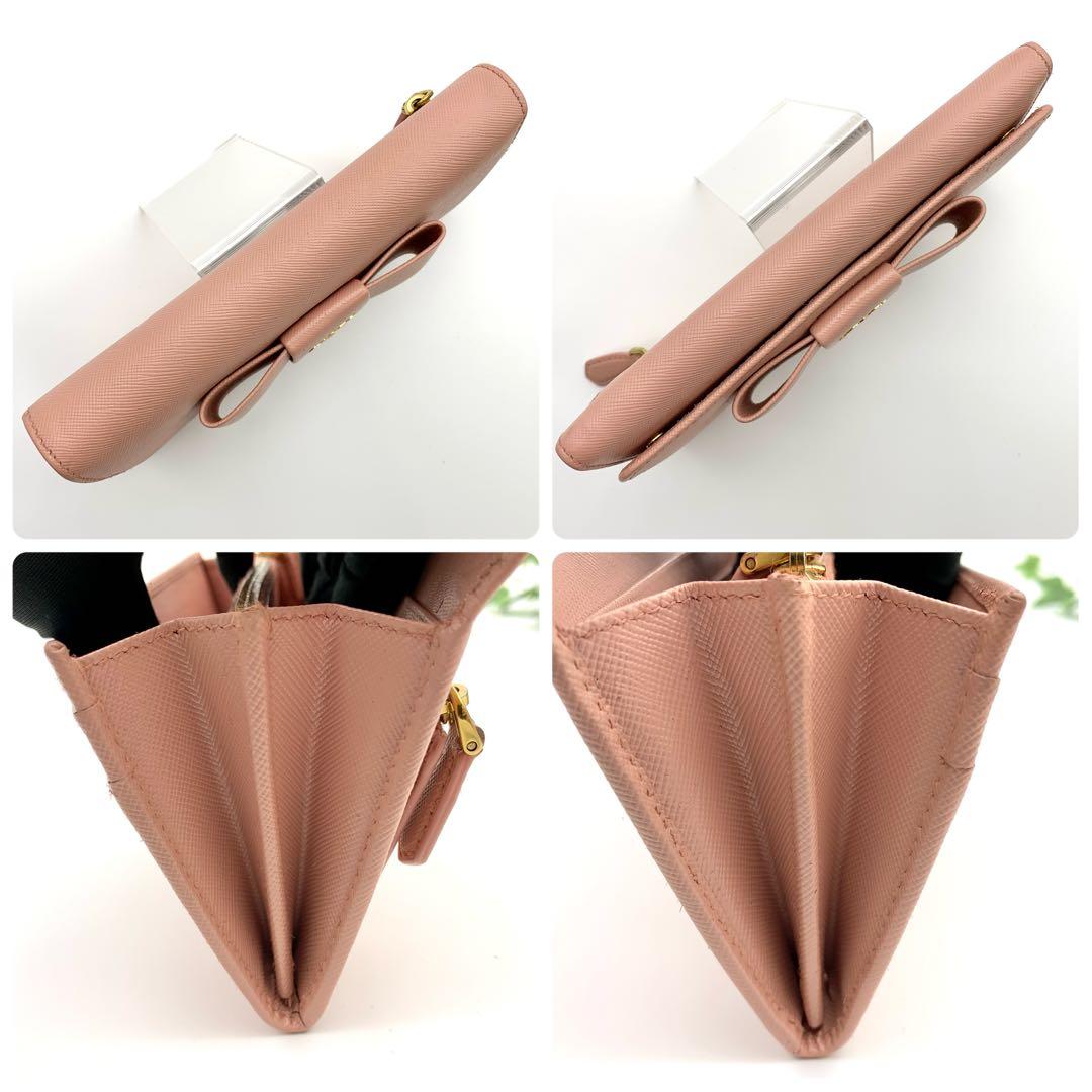 【訳あり極美品 】PRADA リボン 長財布 サフィアーノ ピンク